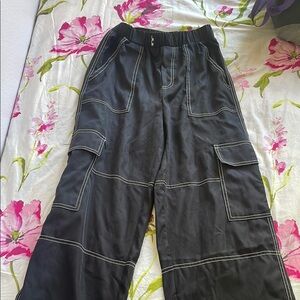 SHEIN Black Trousers Relaxed Fit Cotton Blend